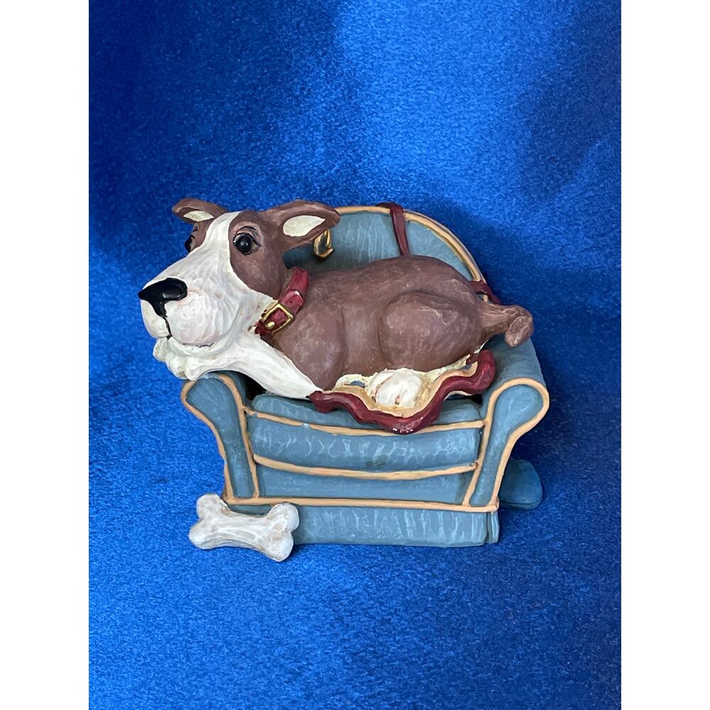 Figi Graphics Dog Sleeping in a Chair Trinket Box Figurine